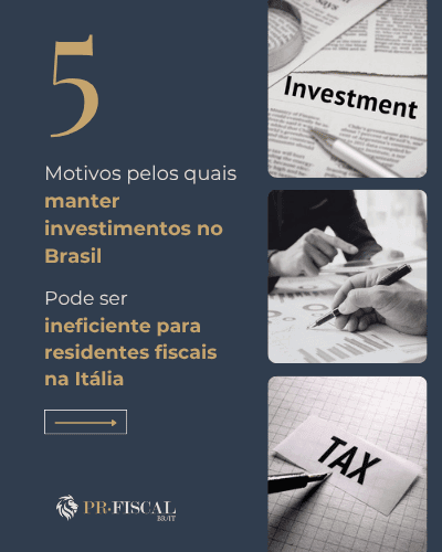 Material visual sobre investimentos na Itália para residentes fiscais